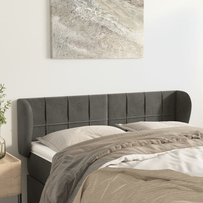 Tăblie de pat cu aripioare gri închis 147x23x78/88 cm catifea - WALTI WALTI
