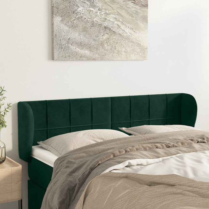 Tăblie de pat cu aripioare verde închis 147x23x78/88 cm catifea - WALTI WALTI