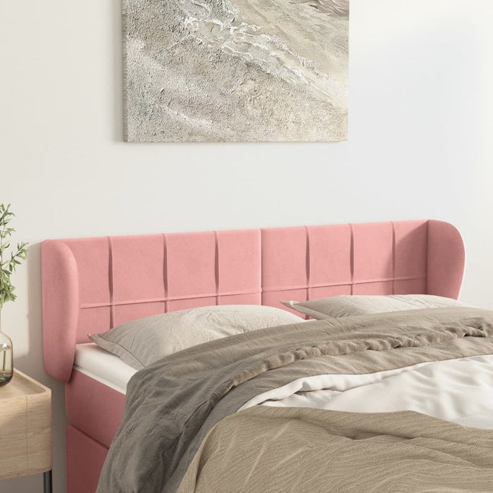 Tăblie de pat cu aripioare roz 147x23x78/88 cm catifea - WALTI WALTI