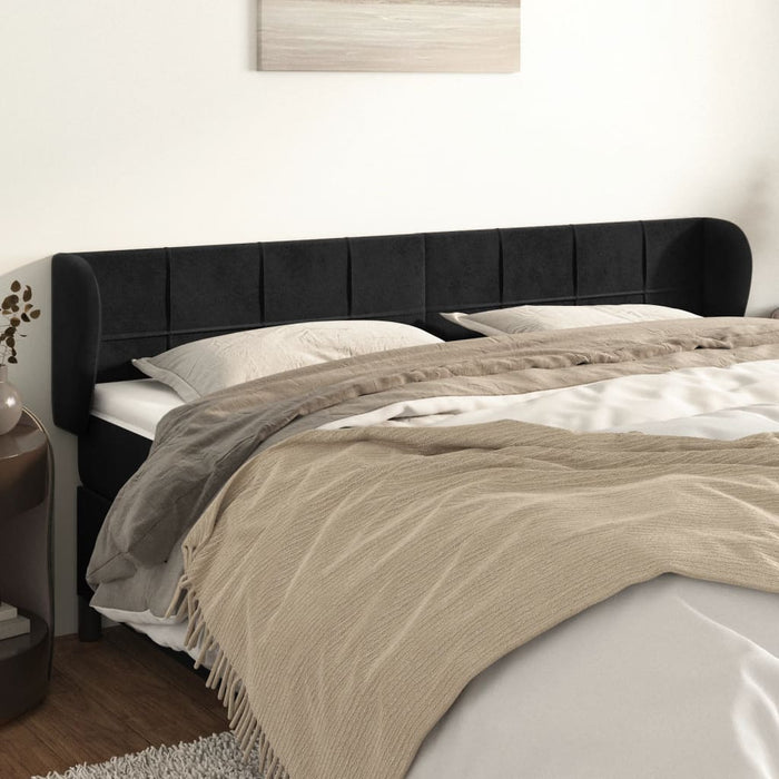 Tăblie de pat cu aripioare negru 203x23x78/88 cm catifea - WALTI WALTI
