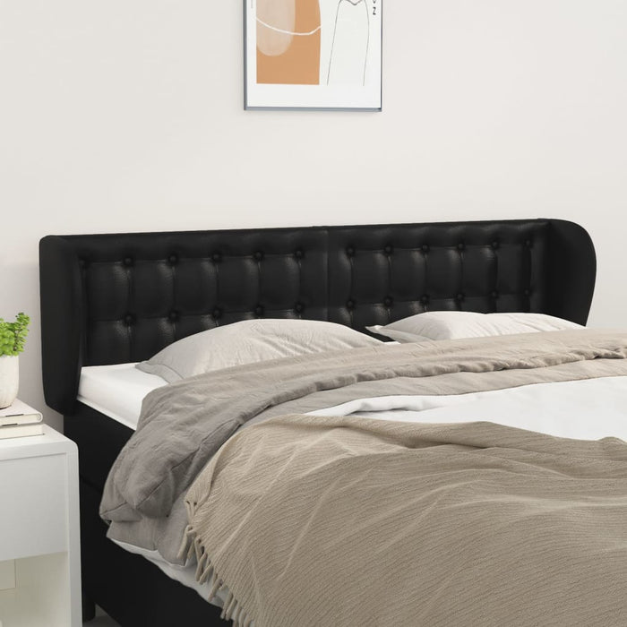 Tăblie de pat cu aripioare negru 147x23x78/88cm piele ecologică - WALTI WALTI