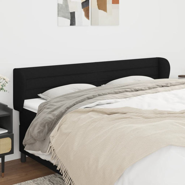 Tăblie de pat cu aripioare negru 163x23x78/88 cm textil - WALTI WALTI