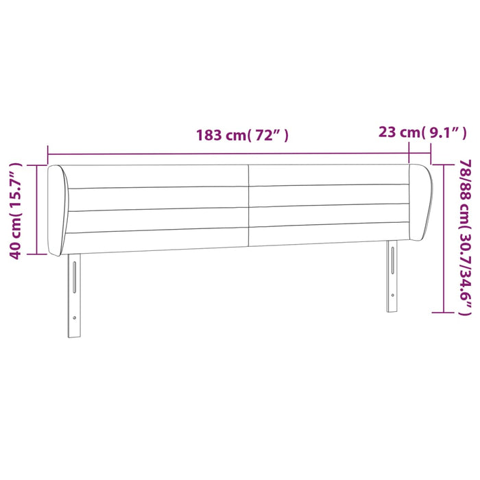 Tăblie de pat cu aripioare gri închis 183x23x78/88 cm textil - WALTI WALTI