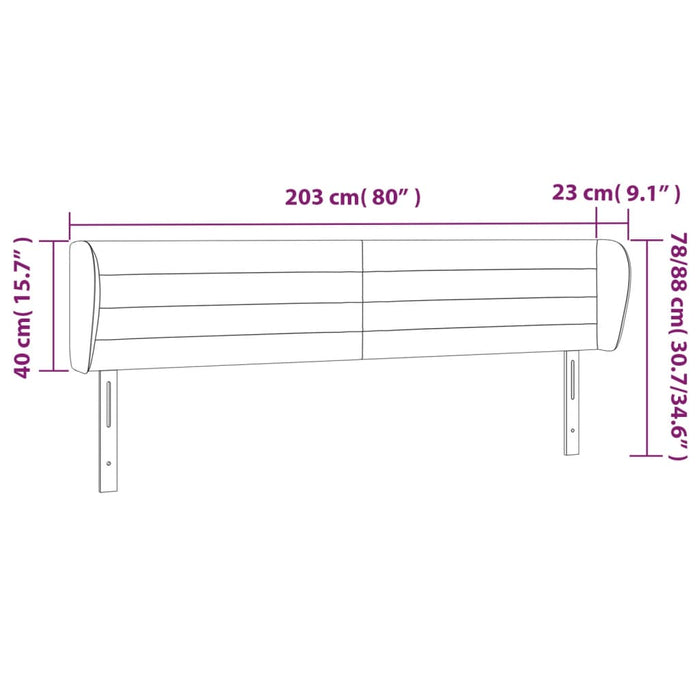 Tăblie de pat cu aripioare maro închis 203x23x78/88 cm textil - WALTI WALTI