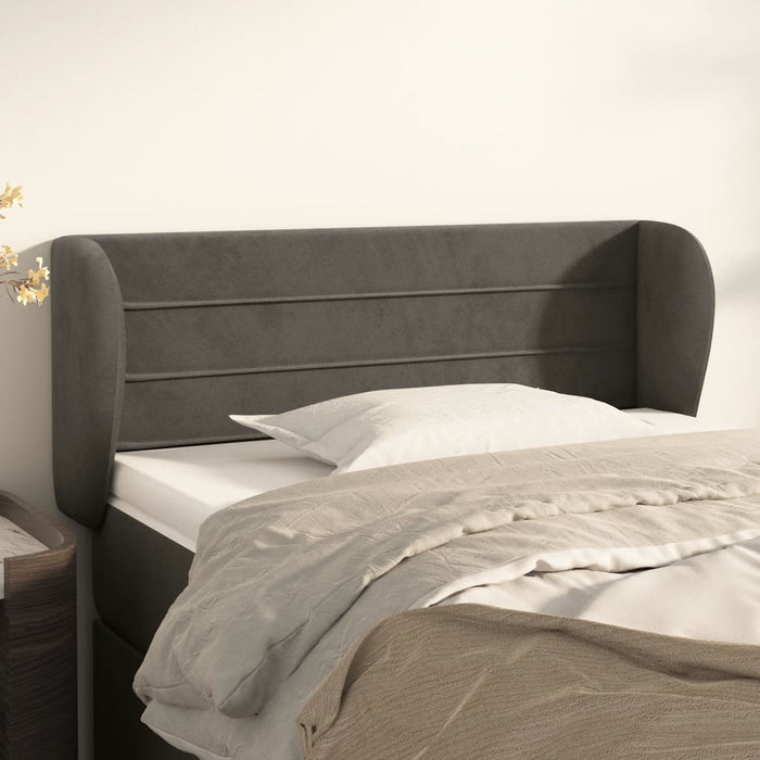 Tăblie de pat cu aripioare gri închis 83x23x78/88 cm catifea - WALTI WALTI
