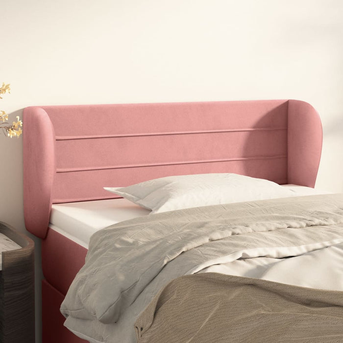 Tăblie de pat cu aripioare roz 83x23x78/88 cm catifea WALTI