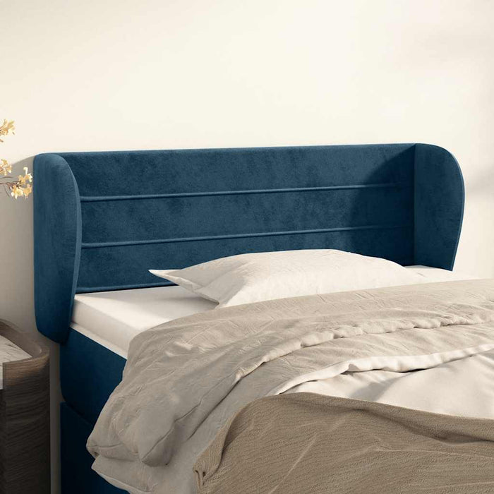 Tăblie pat cu aripioare albastru închis 93x23x78/88 cm textil - WALTI WALTI