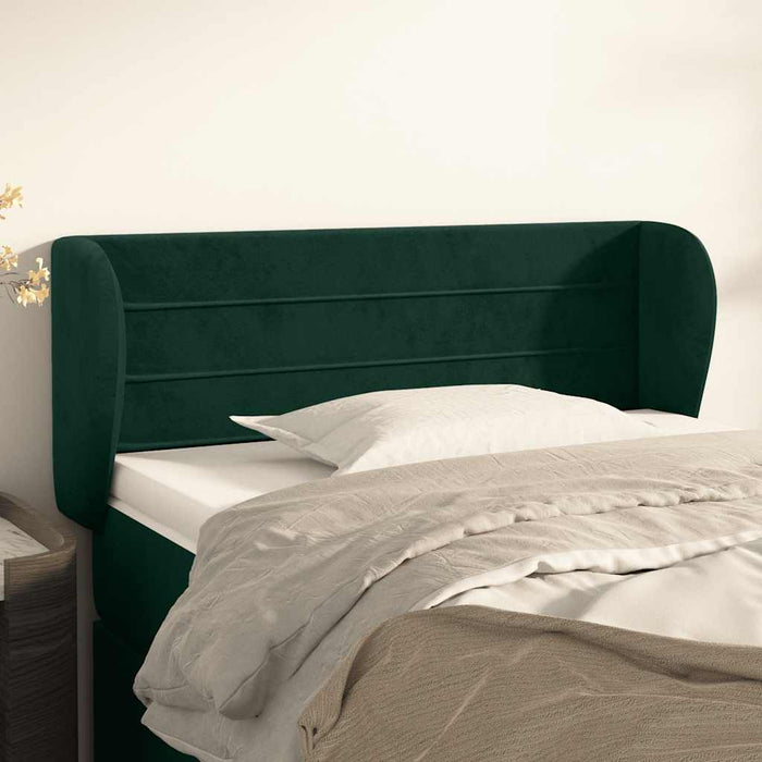 Tăblie de pat cu aripioare verde închis 103x23x78/88 cm catifea - WALTI WALTI