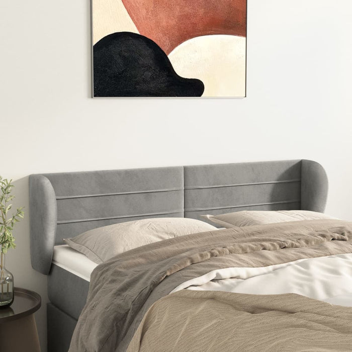 Tăblie de pat cu aripioare gri deschis 147x23x78/88 cm catifea - WALTI WALTI