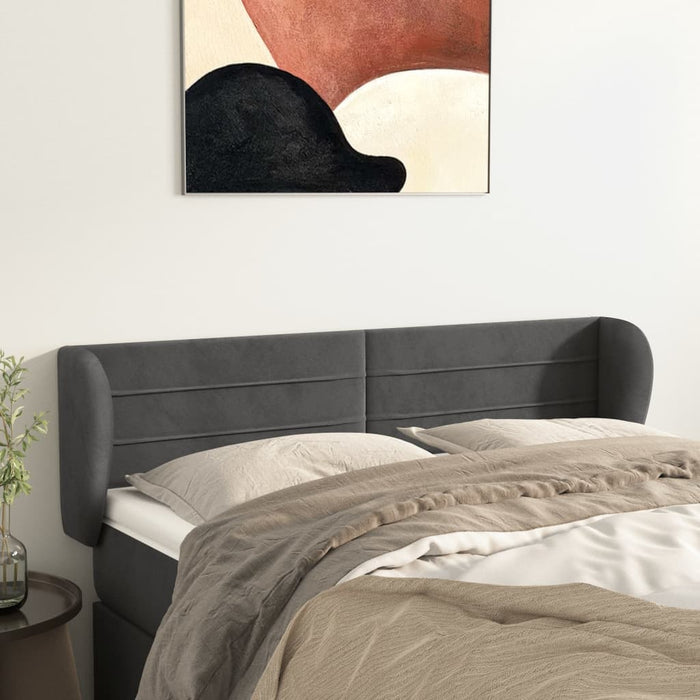 Tăblie de pat cu aripioare gri închis 147x23x78/88 cm catifea - WALTI WALTI