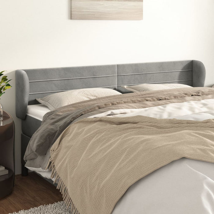 Tăblie de pat cu aripioare gri deschis 203x23x78/88 cm catifea - WALTI WALTI