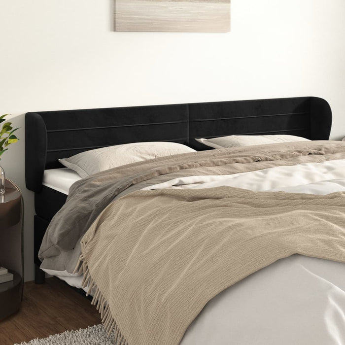 Tăblie de pat cu aripioare negru 203x23x78/88 cm catifea - WALTI WALTI