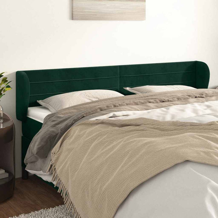 Tăblie de pat cu aripioare verde închis 203x23x78/88 cm catifea - WALTI WALTI