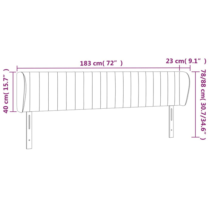 Tăblie de pat cu aripioare crem 183x23x78/88 cm material textil WALTI
