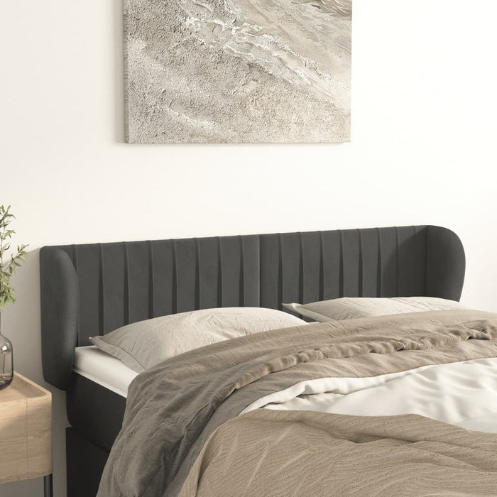 Tăblie de pat cu aripioare gri închis 147x23x78/88 cm catifea - WALTI WALTI
