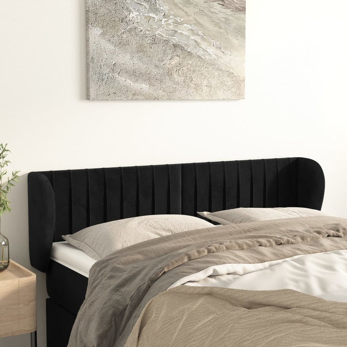 Tăblie de pat cu aripioare negru 147x23x78/88 cm catifea - WALTI WALTI