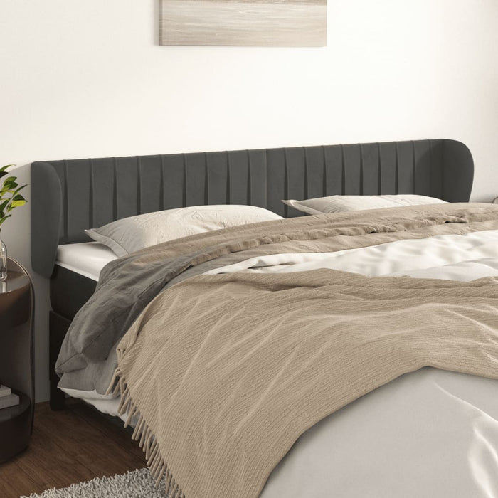Tăblie de pat cu aripioare gri închis 183x23x78/88 cm catifea - WALTI WALTI