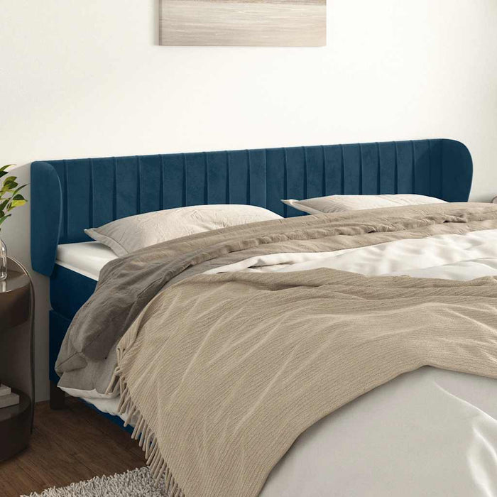 Tăblie pat cu aripioare albastru închis 183x23x78/88 cm catifea - WALTI WALTI