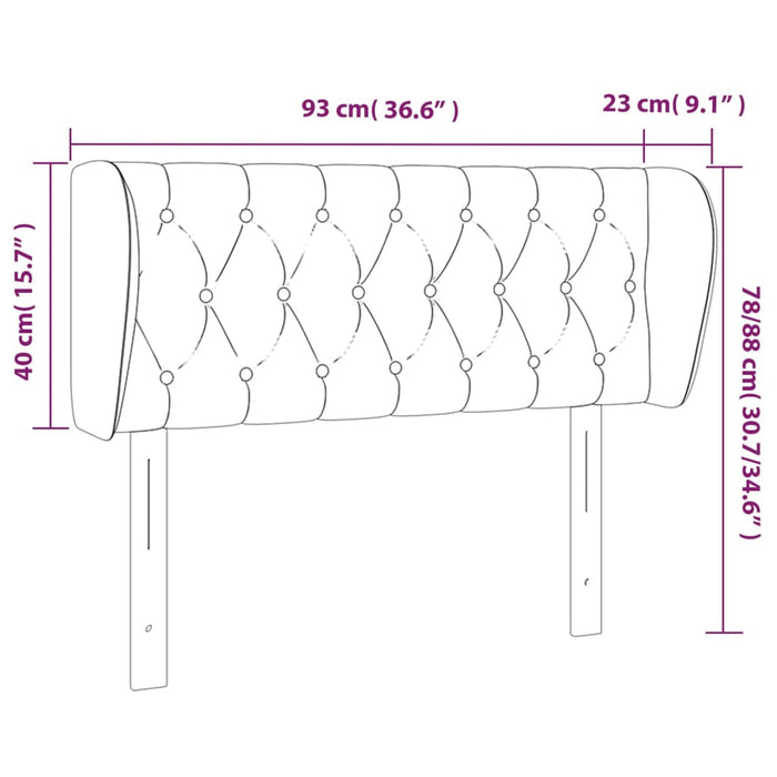 Tăblie de pat cu aripioare gri deschis 93x23x78/88 cm textil - WALTI WALTI