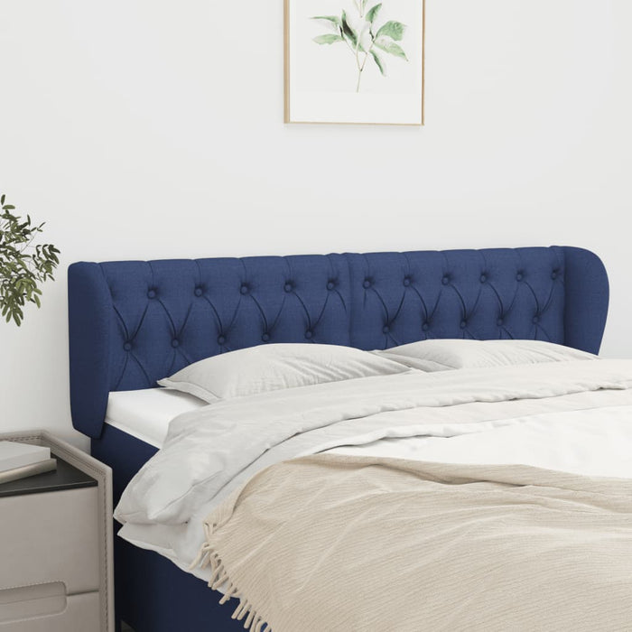 Tăblie de pat cu aripioare, albastru, 163x23x78/88 cm textil - WALTI WALTI