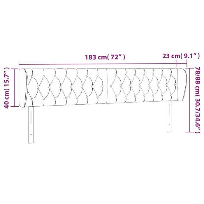 Tăblie de pat cu aripioare negru 183x23x78/88 cm textil - WALTI WALTI
