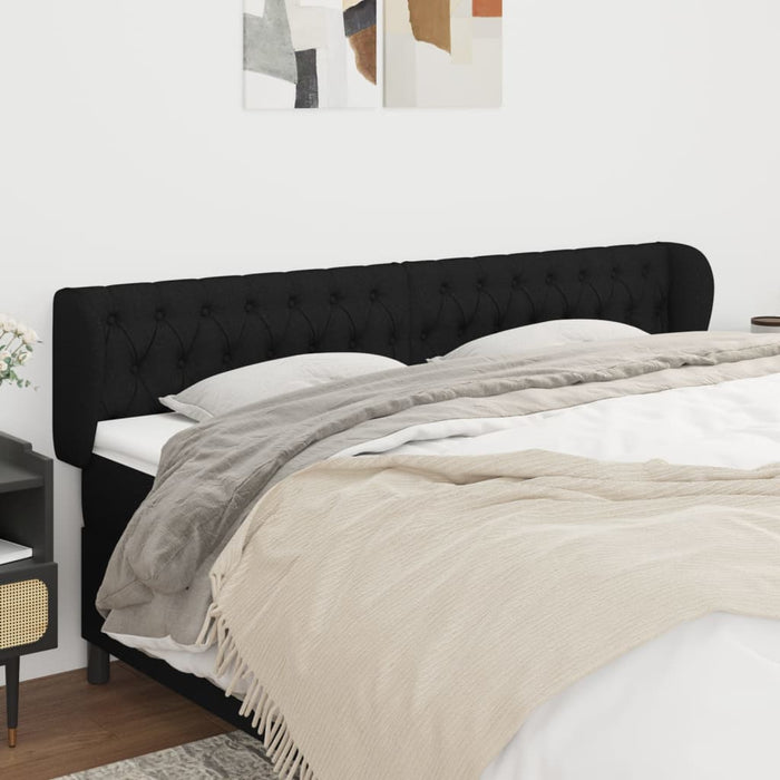 Tăblie de pat cu aripioare negru 183x23x78/88 cm textil - WALTI WALTI