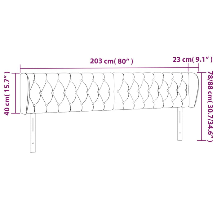 Tăblie de pat cu aripioare negru 203x23x78/88 cm textil - WALTI WALTI