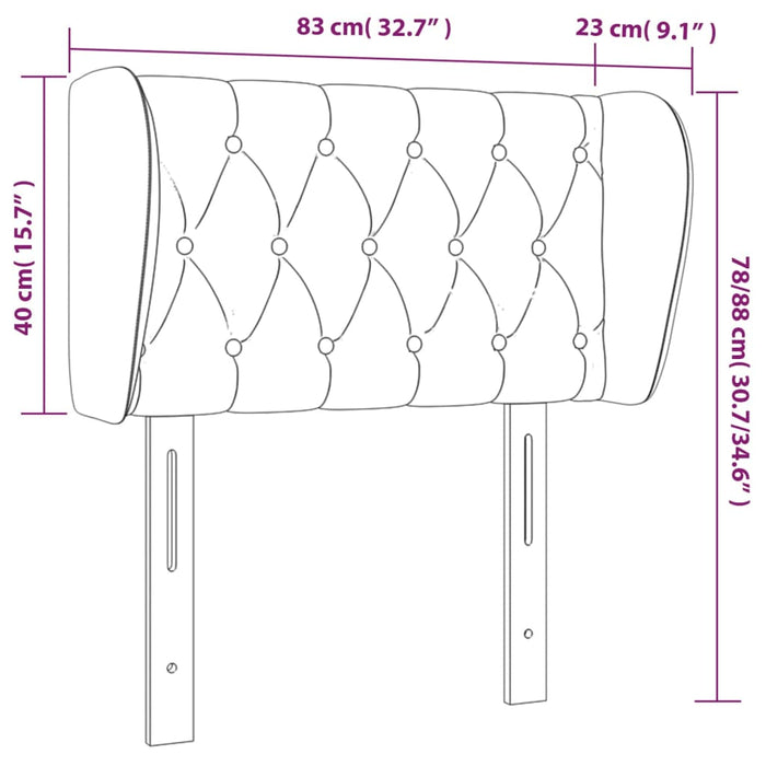 Tăblie de pat cu aripioare gri deschis 83x23x78/88 cm catifea - WALTI WALTI