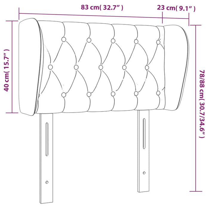 Tăblie de pat cu aripioare negru 83x23x78/88 cm catifea - WALTI WALTI