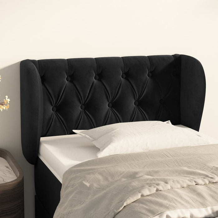 Tăblie de pat cu aripioare negru 83x23x78/88 cm catifea - WALTI WALTI