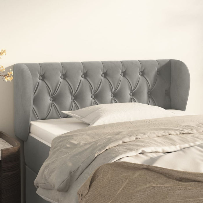 Tăblie de pat cu aripioare gri deschis 93x23x78/88 cm catifea - WALTI WALTI