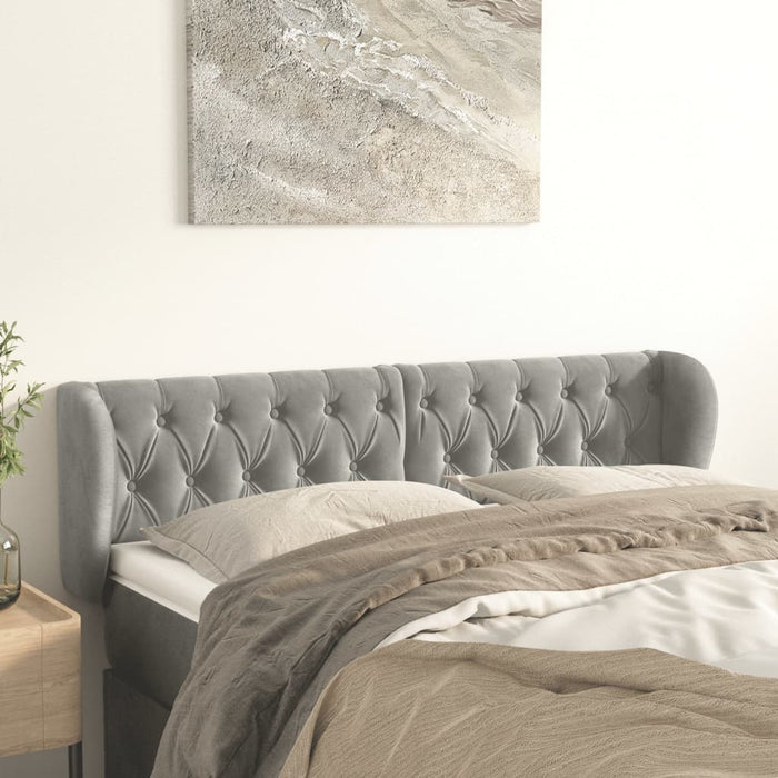 Tăblie de pat cu aripioare gri deschis 147x23x78/88 cm catifea - WALTI WALTI