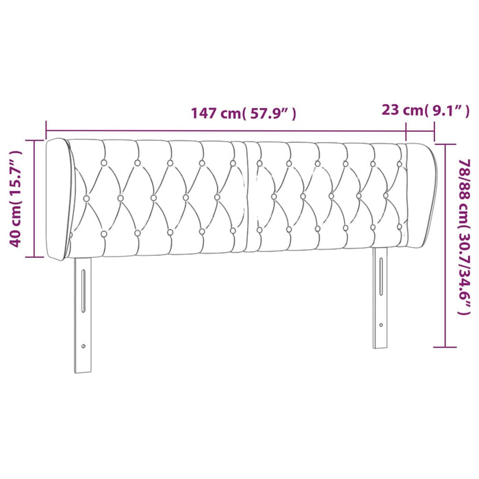 Tăblie de pat cu aripioare gri închis 147x23x78/88 cm catifea - WALTI WALTI