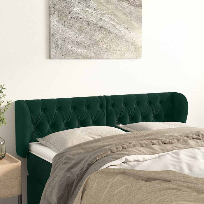 Tăblie de pat cu aripioare verde închis 147x23x78/88 cm catifea - WALTI WALTI