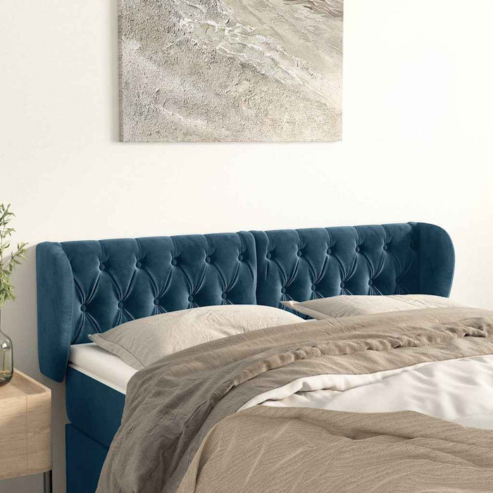 Tăblie pat cu aripioare albastru închis 163x23x78/88 cm catifea - WALTI WALTI