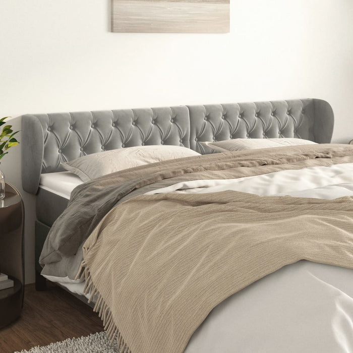 Tăblie de pat cu aripioare gri deschis 183x23x78/88 cm catifea - WALTI WALTI