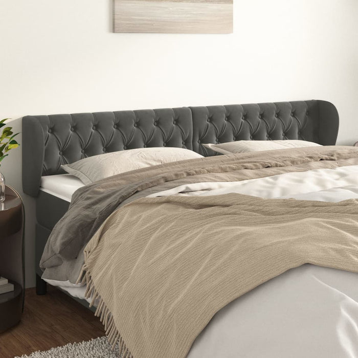 Tăblie de pat cu aripioare gri închis 183x23x78/88 cm catifea - WALTI WALTI
