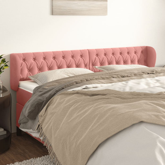Tăblie de pat cu aripioare roz 183x23x78/88 cm catifea - WALTI WALTI