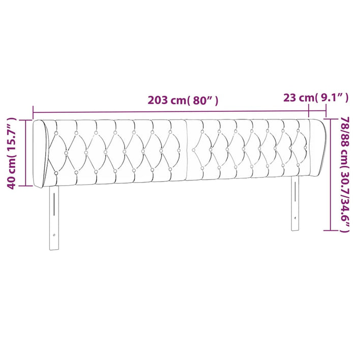 Tăblie de pat cu aripioare gri deschis 203x23x78/88 cm catifea - WALTI WALTI