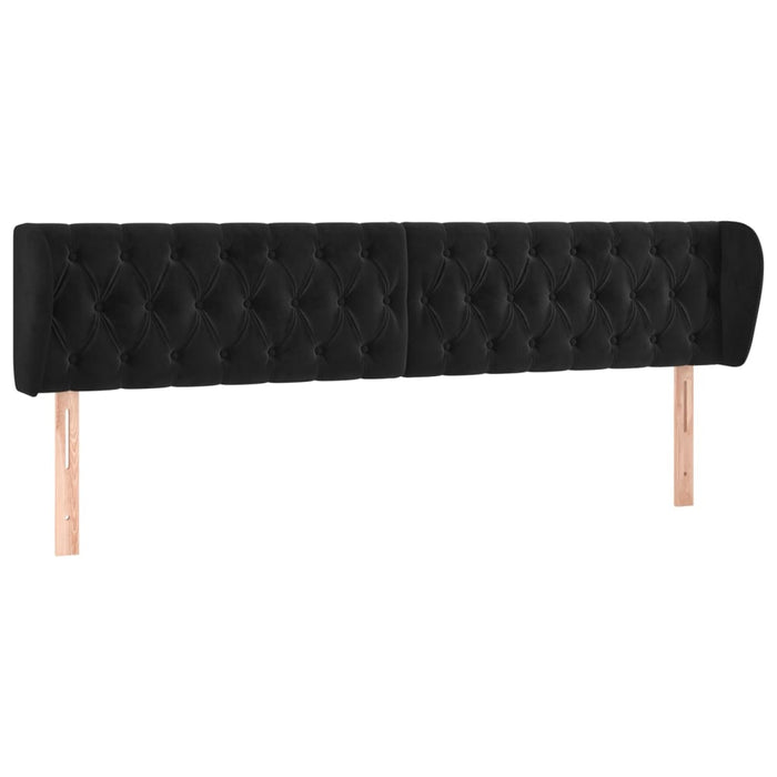 Tăblie de pat cu aripioare negru 203x23x78/88 cm catifea - WALTI WALTI
