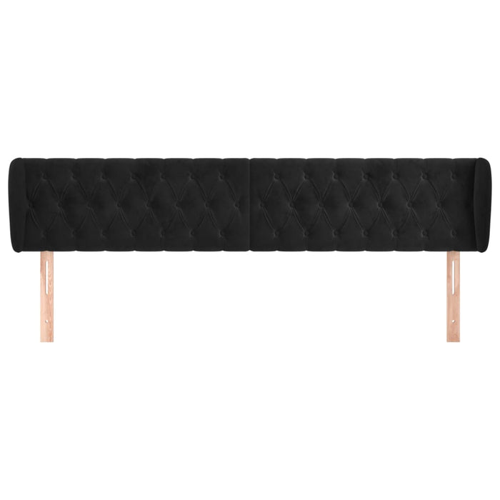 Tăblie de pat cu aripioare negru 203x23x78/88 cm catifea - WALTI WALTI
