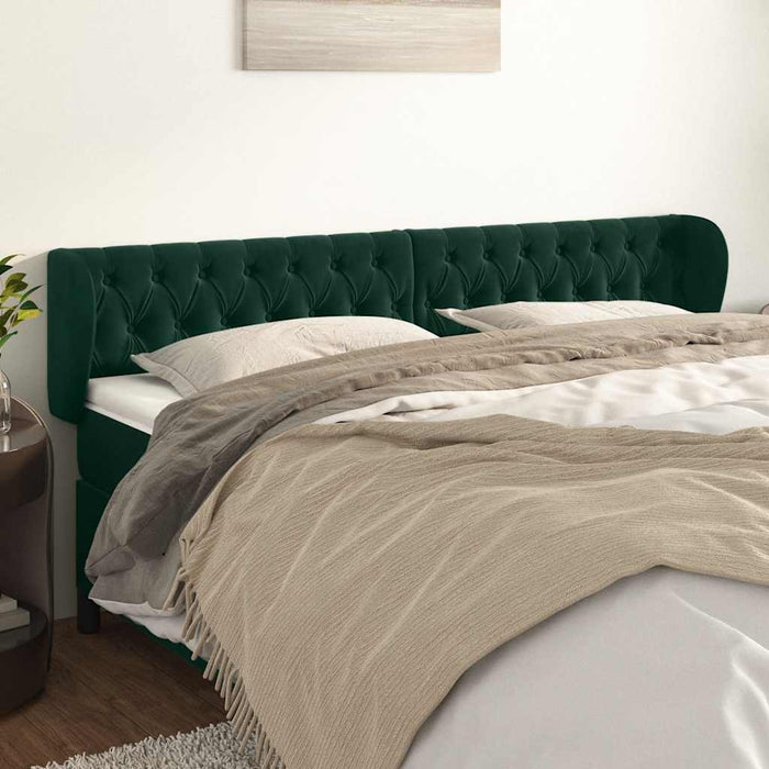 Tăblie de pat cu aripioare verde închis 203x23x78/88 cm catifea - WALTI WALTI