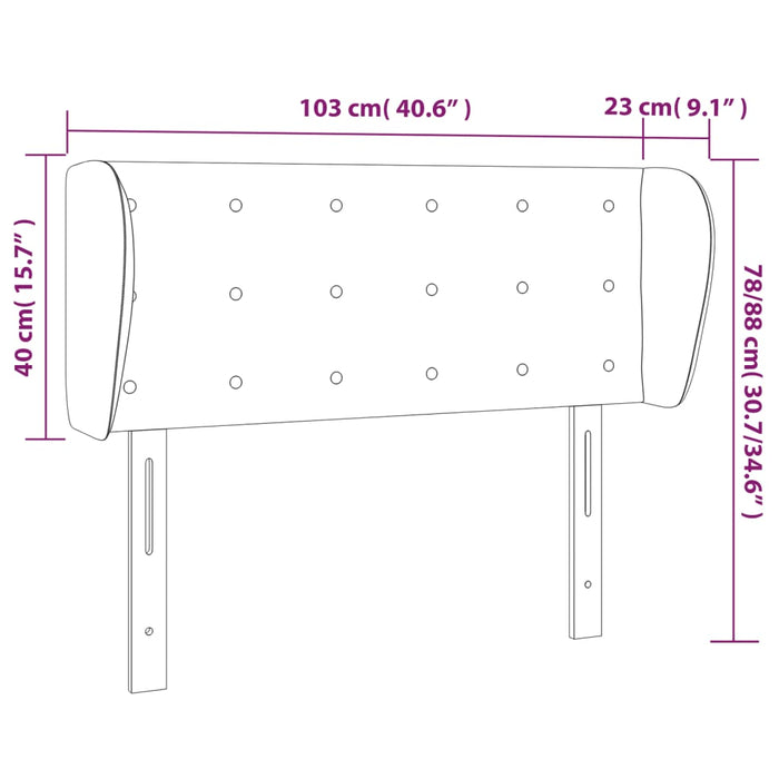 Tăblie de pat cu aripioare gri închis 103x23x78/88 cm textil - WALTI WALTI