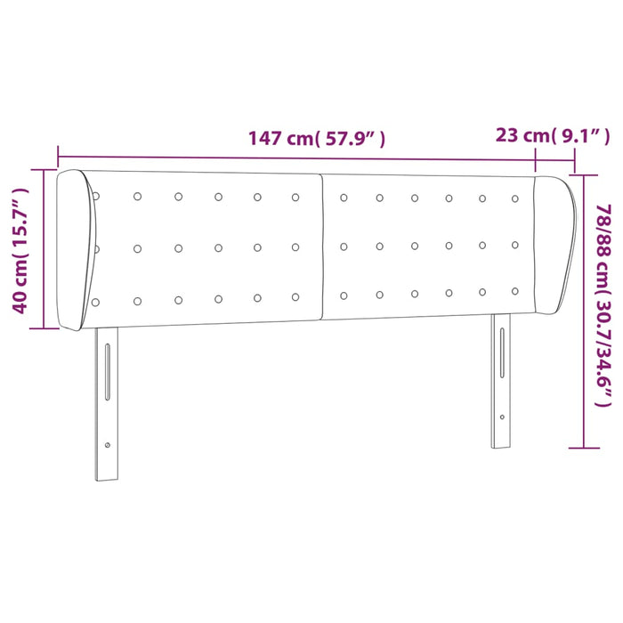 Tăblie de pat cu aripioare gri închis 147x23x78/88 cm textil - WALTI WALTI