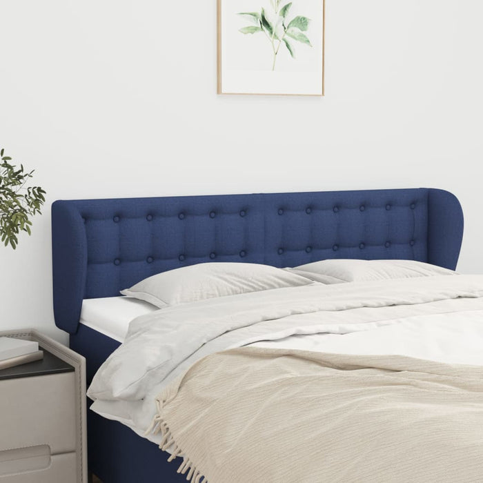 Tăblie de pat cu aripioare, albastru, 147x23x78/88 cm textil - WALTI WALTI