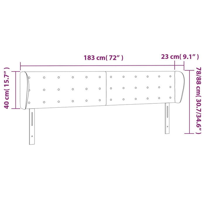 Tăblie de pat cu aripioare maro închis 183x23x78/88 cm textil - WALTI WALTI