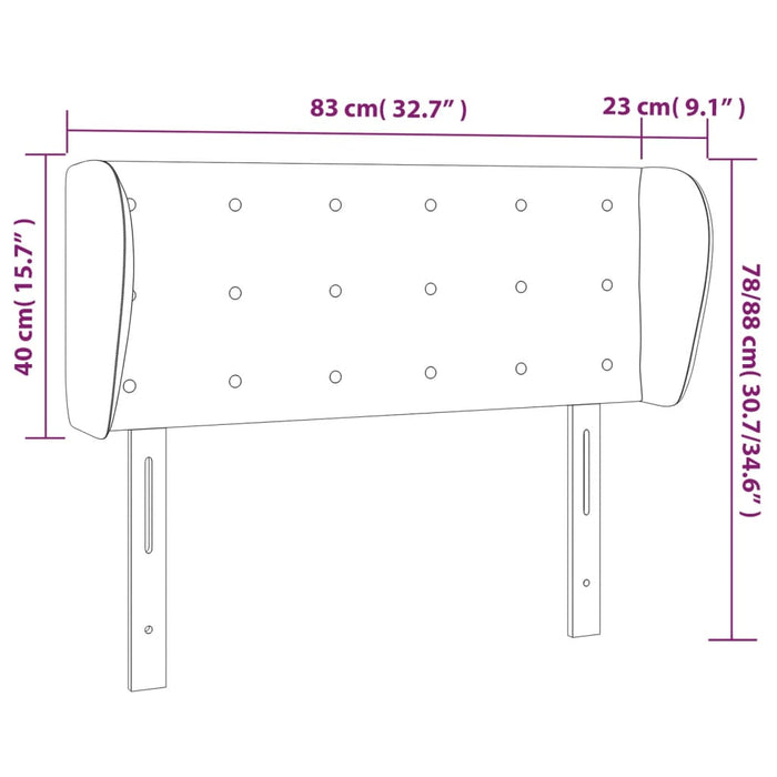 Tăblie de pat cu aripioare gri deschis 83x23x78/88 cm catifea - WALTI WALTI