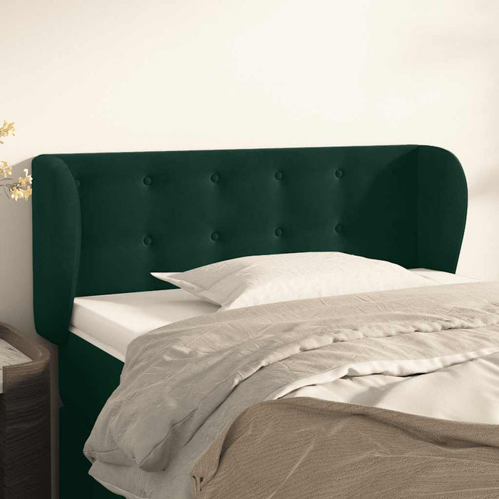 Tăblie de pat cu aripioare verde închis 103x23x78/88 cm catifea - WALTI WALTI