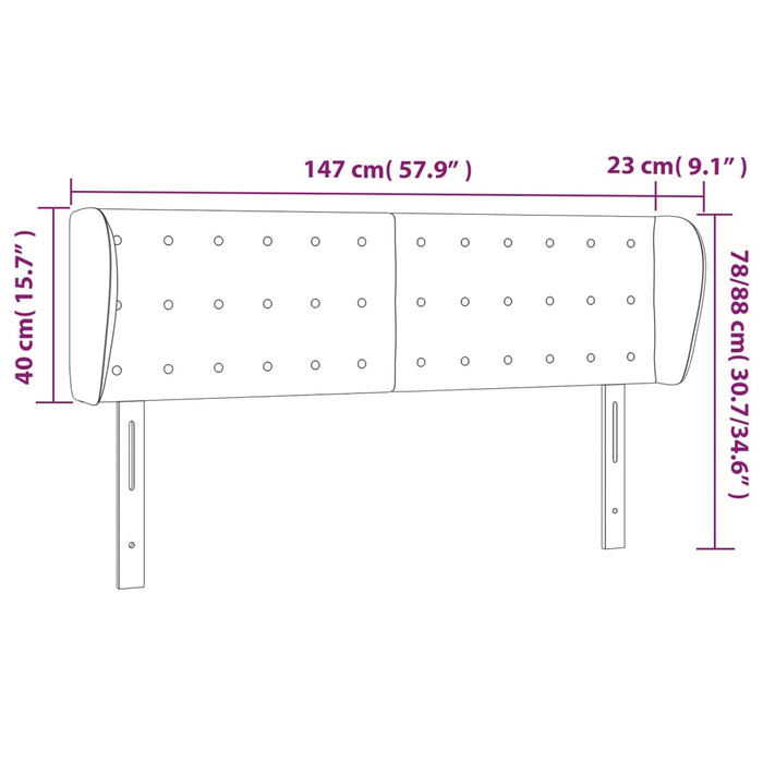 Tăblie de pat cu aripioare gri închis 147x23x78/88 cm catifea - WALTI WALTI