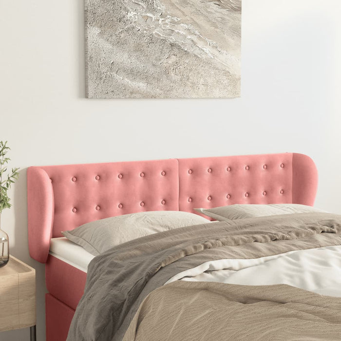 Tăblie de pat cu aripioare roz 147x23x78/88 cm catifea WALTI